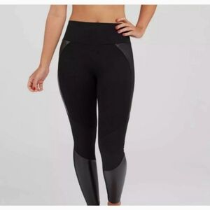 Assets By Spanx Women's High-Waist Leggings Black Size Small W/Faux Leather